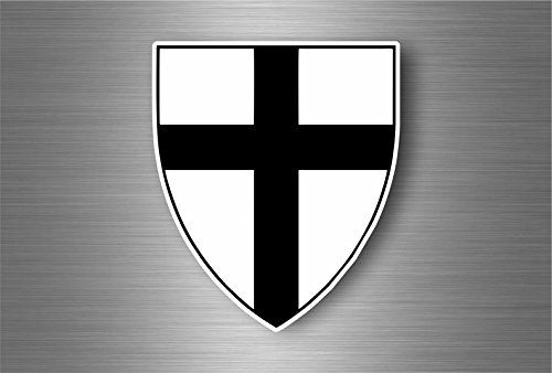 Akachafactory Autocollant Sticker Drapeau Blason Templier Knights Templar Teuton