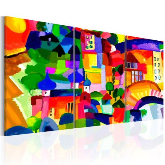 Tableau Villes Colourful Town : Taille - 60 X 30 Cm