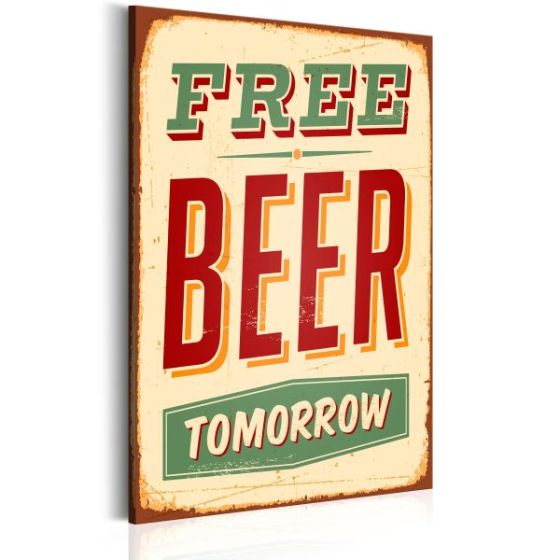 Tableau Vintage Free Beer Tomorrow : Taille - 60 X 90 Cm