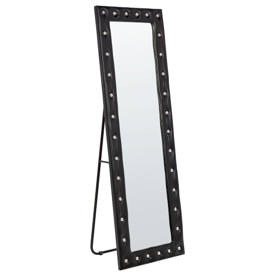 Miroir Sur Pied En Cuir Pu Noir 50 X 150 Cm Ansouis