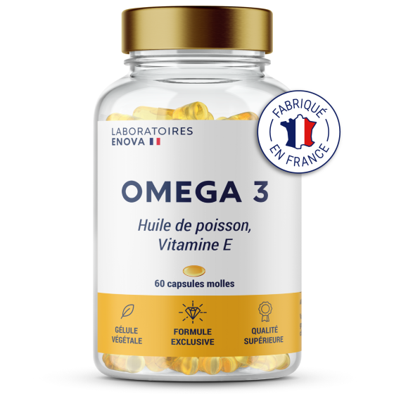 Omega 3 | Huile De Poisson Ultra Concentrée + Vitamine E | Riche En Acides Gras 700 Mg Epa + 500 Mg Dha Par Portion | Vision, Cerveau, Cœur | 60 Gélules Biodisponibles | Fabriqué En France