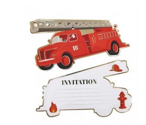 Lot De 8 Invitations Pompiers