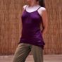 Haut Yoga Femme Asymétrique Fluide - Bretelles Réglables En Bambou - Prune Xs/S - 36/38