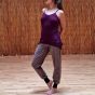 Haut Yoga Femme Asymétrique Fluide - Bretelles Réglables En Bambou - Prune Xs/S - 36/38