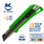 Keli - Cutter 18Mm Vert Avec Lame Black Blade Sk2 (2 Lames Supplémentaires Incluses Dans Le Réservoir) - Durée De Vie 3 Fois Supérieure
