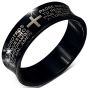 Zense - Bague homme noire acier concave croix latine ZR0110