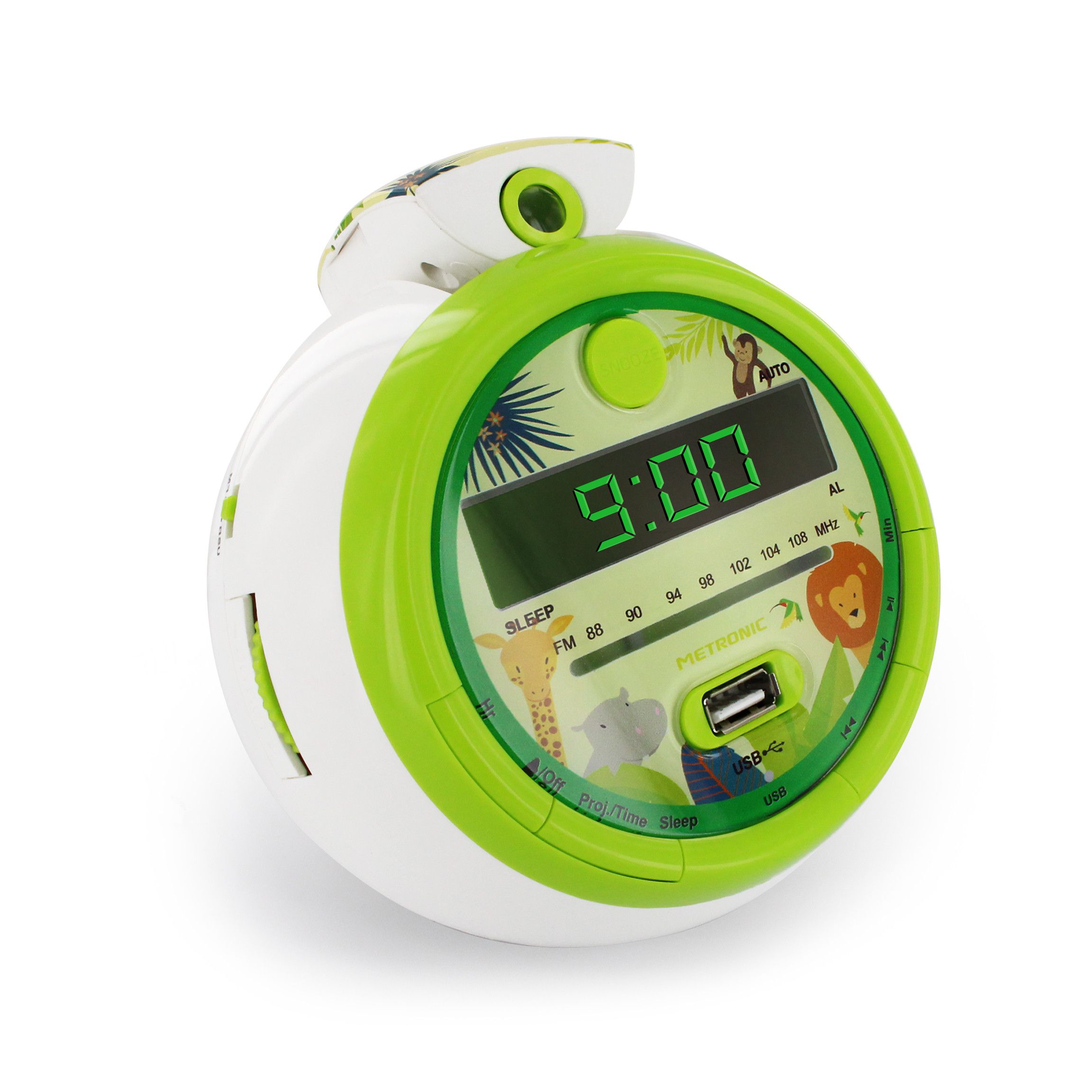 Metronic - radio Réveil Gulli MP3 USB avec projection de l'heure et alarme  vert - Radio - Rue du Commerce