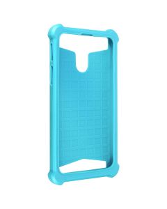 Coque Smartphone 5'' À 5.3'' Silicone Gel Coins Bumper Dos Effet Cuir Turquoise
