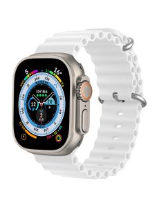 Bracelet Pour Apple Watch 45Mm / 44Mm / 42Mm Silicone Ajustable Dux Ducis Blanc