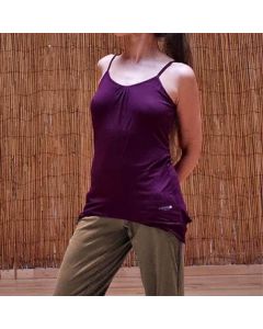 Haut Yoga Femme Asymétrique Fluide - Bretelles Réglables En Bambou - Prune Ml - 40/42
