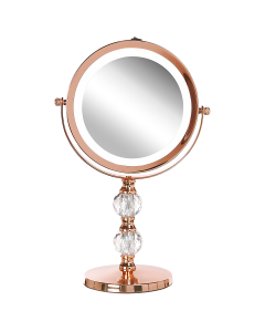 Miroir De Maquillage Avec Éclairage Led Ø 18 Cm Rose Doré Claira