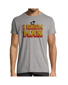 T-Shirt Humour Homme | logo Vintage I Rhum Man | 100% coton, gris chiné, coupe régulière