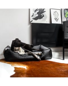 Kuma - Panier Grand Chien Design, Ultra Confortable Et Déhoussable, Cuir Végan Noir, 65X52X20Cm