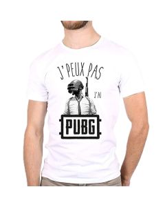 T-Shirt Blanc Manches Courtes Humour Gamer | J'Peux Pas J'Ai Pubg | 100% Coton | Idée Cadeau Geek S