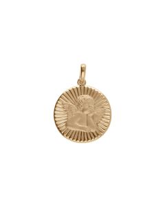 Pendentif Plaqué Or Médaille 15Mm Diamanté Avec Ange