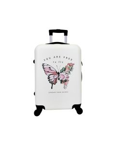Valise Grand Format 4 Roues Double 75Cm Abs Print Rigide Blanc - Papillon - Superfly