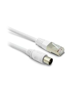 Câble Tv Coaxial Et Ethernet Mâle/Mâle Rj45 - 2 M - Blanc