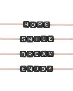 Itoshii Parck De 19 Perles Ponii Noires Hope Smile Dream Enjoy