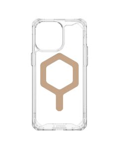 Coque Magsafe Uag Pour Iphone 15 Pro Antichoc Fine Transparent Et Or Série Plyo