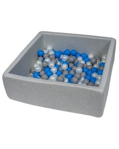 Piscine À Balles Pour Enfant, Dimensions: 90X90 Cm + 150 Balles Perle, Bleu, Gris