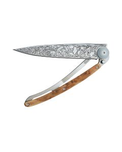 Couteau De Poche Pliant Ultra Léger Avec Clip Ceinture, 37G, Titane, Genévrier, Art Nouveau