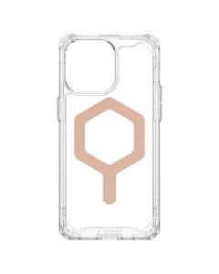 Coque Magsafe Uag Pour Iphone 15 Pro Antichoc Transparent Et Rose Série Plyo