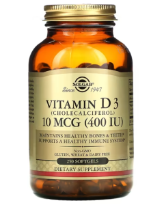 Solgar -  Vitamine D3, 10 Μg (400 Ui), 250 Capsules À Enveloppe
