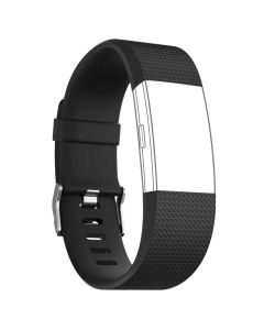 Bracelet Fitbit Charge 2 Sport Silicone Texturé Fermeture Boucle Ardillon Noir
