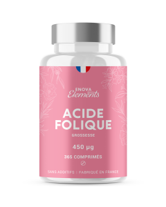 Acide Folique (Vitamine B9) | 365 Comprimés | 450 Μg | 1 An D'Approvisionnement | Complément Alimentaire Pour Femme Enceinte Ou Désireuse De L'Être | Réduit La Fatigue | Fabriqué En France