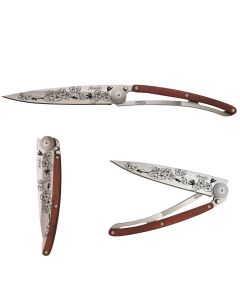 Couteau De Poche Pliant Ultra Léger Avec Clip Ceinture, 37G, Titane, Bois Corail, Cerisier