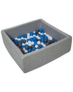 Piscine À Balles Pour Enfant, 90X90 Cm, Aire De Jeu + 150 Balles Blanc, Bleu, Gris
