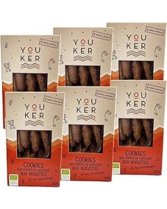 Youker - Lot 6 Paquets 180G Cookies Chocolat & Noisettes Bio - Farine De Sarrasin