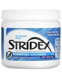 Stridex - 55 Lingettes Traitement Contre L'Acné Aux Vitamines C Et E, Sans Alcool