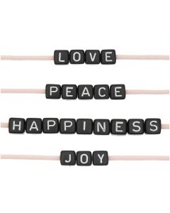 Itoshii Pack 21 Perles Ponii Noires Love Peace Happiness Joy