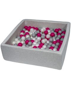 Piscine À Balles Pour Enfant, 90X90 Cm, Aire De Jeu + 200 Balles Perle, Rose, Gris