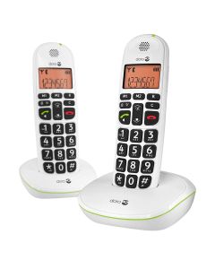 Lot De 2 Téléphones Fixe Senior Dect Son Clair Phoneeasy 100W Duo Doro Blanc