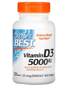 Doctor'S Best, Vitamine D3, 125 Μg (5000 Ui), 360 Capsules