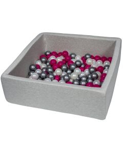 Piscine À Balles Pour Enfant,  90X90 Cm, Aire De Jeu + 150 Balles Perle, Rose, Argent
