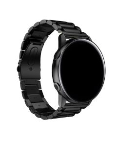 Bracelet Galaxy Watch Active2 40Mm Maillons En Acier Fermoir Papillon Noir
