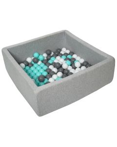 Piscine À Balles Pour Enfant, 90X90 Cm, Aire De Jeu + 150 Balles Blanc, Gris, Turquoise