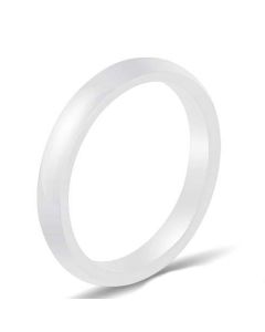 Bague anneau de mariage pour femme demi-jonc en céramique blanche 3mm