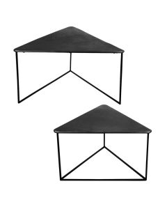 Set De 2 Tables Basses Triangle En Métal Noir, Longueurs Des Plateaux De 80 Et 6