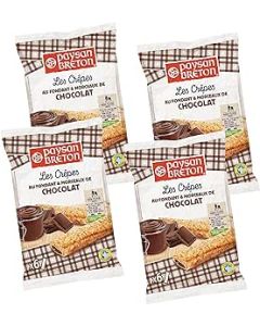 Paysan Breton – Lot De 4 Sachets X6 Crêpes Bretonnes Fourrées Au Chocolat (Crêpes Fondantes & Morceaux De Chocolat) - 24 Crêpes Individuelles Dans Un Emballage En Papier Recyclable.
