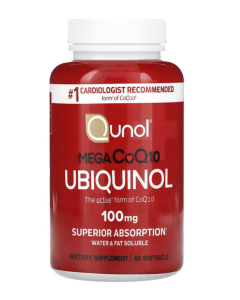 Qunol, Ubiquinol, Mega Coq10, 100 Mg, 60 Capsules
