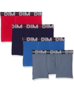 Dim Boxer Homme Powerful Coton Stretch X4 M Rouge/Bleu/Bleu/Gris