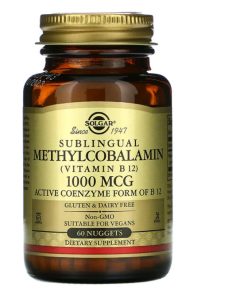 Solgar - Méthylcobalamine Sublinguale (Vitamine B12), 1000 Μg, 60 Comprimés