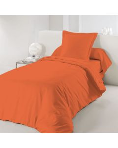 Housse De Couette Orange 140 X 200 Cm / 100% Coton / 57 Fils/Cm² Pour Lit 1 Place