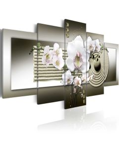 Tableau Zen Orchid And Zen Garden In Grey : Taille - 200 X 100 Cm