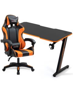 Amstrad Pack Bureau Desk120Z-Orange &  Fauteuil Ams-800-Orange - Finition Orange - Largeur 1M20 - Style Carbone