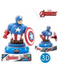 Veilleuse 3D Captain America Led Junior 15 Cm Bleu